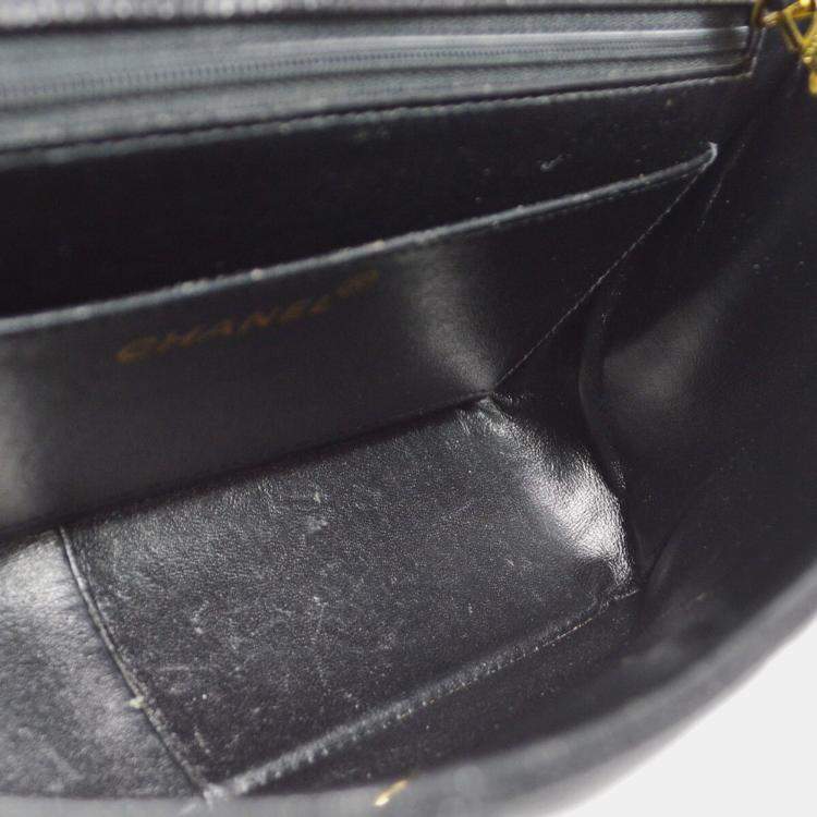 Pre Owned Chanel Diana Medium Black Caviar Leather Chain Shoulder Bag