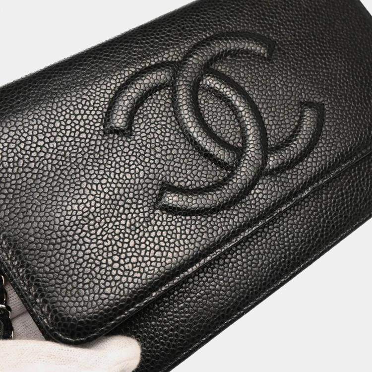 Pre Owned  Chanel Timeless WOC Black Calfskin Wallet On Chain Bag