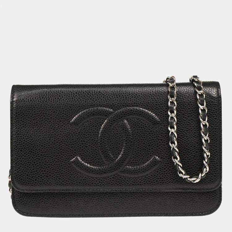 Pre Owned  Chanel Timeless WOC Black Calfskin Wallet On Chain Bag