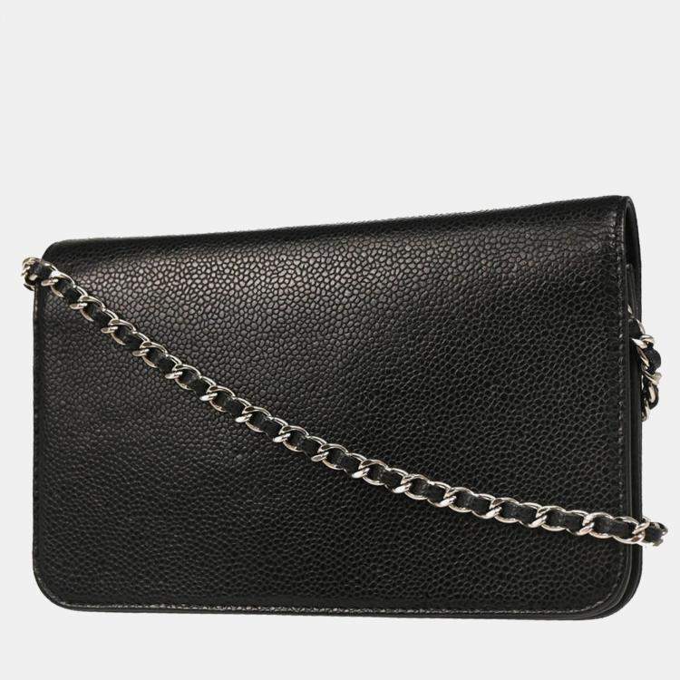Pre Owned  Chanel Timeless WOC Black Calfskin Wallet On Chain Bag