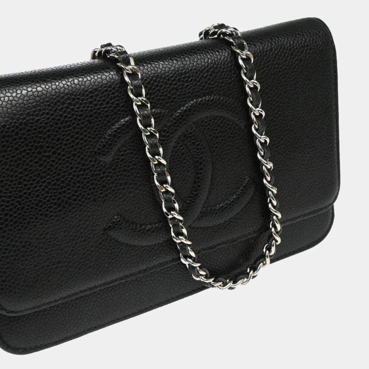 Pre Owned  Chanel Timeless WOC Black Calfskin Wallet On Chain Bag