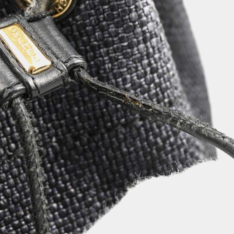 Pre Owned Chanel Deauville Black Straw Bucket Backpack