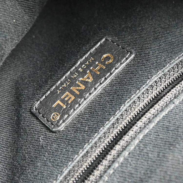 Pre Owned Chanel Deauville Black Straw Bucket Backpack
