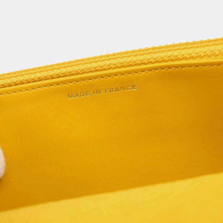 Pre Owned Chanel Classic Wallet On Chain Yellow Calfskin Shoulder Bag