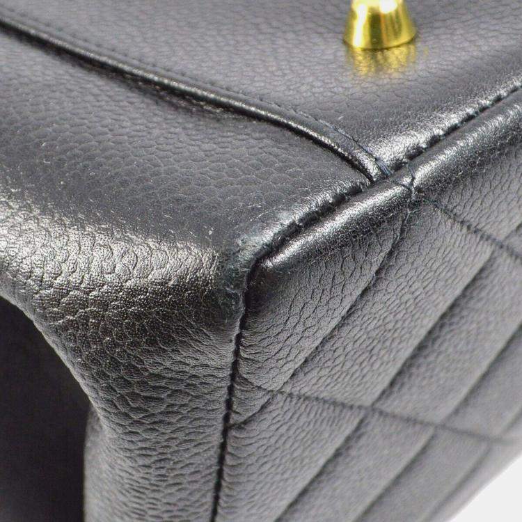 Pre Owned Chanel Interlocking CC Black Calfskin Tote Chain Bag