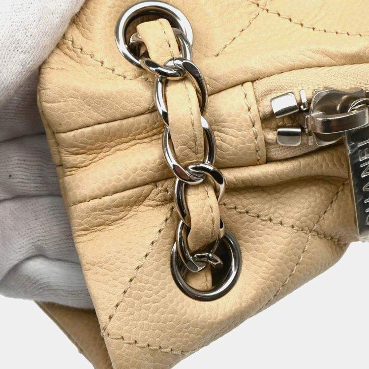Pre Owned Chanel Interlocking CC Beige Calfskin Timeless Tote Bag