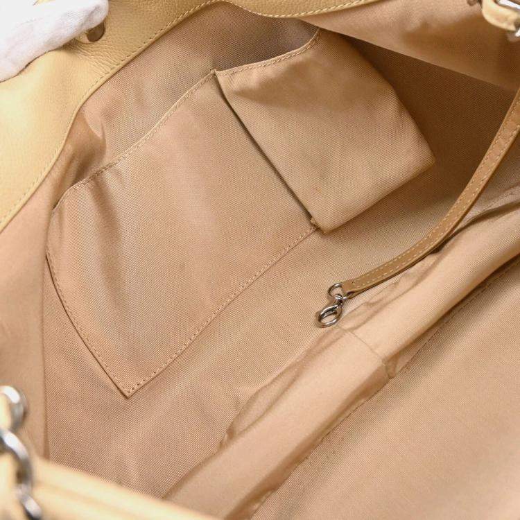 Pre Owned Chanel Interlocking CC Beige Calfskin Timeless Tote Bag