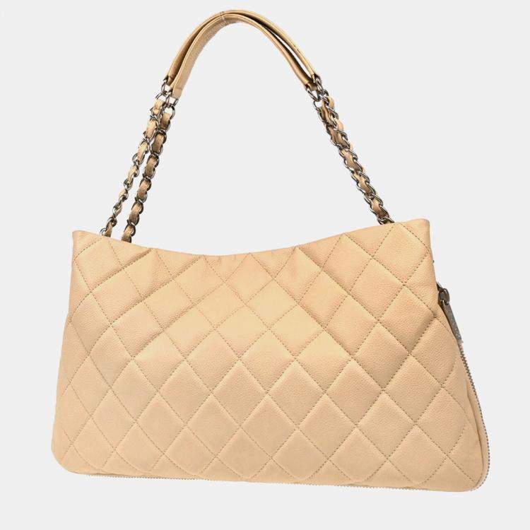 Pre Owned Chanel Interlocking CC Beige Calfskin Timeless Tote Bag