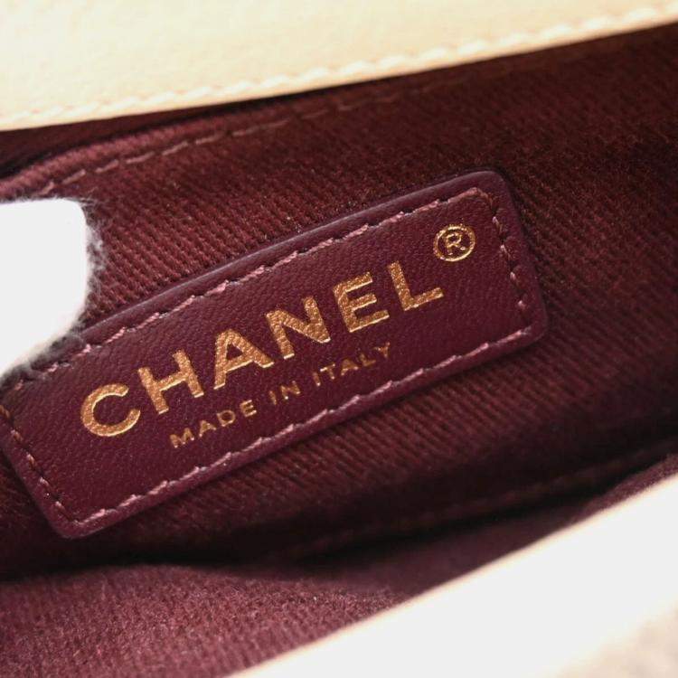 Pre Owned Chanel Coco Curve Messenger Small Beige Shiny Calfskin Goatskin Quilted Flap Bag