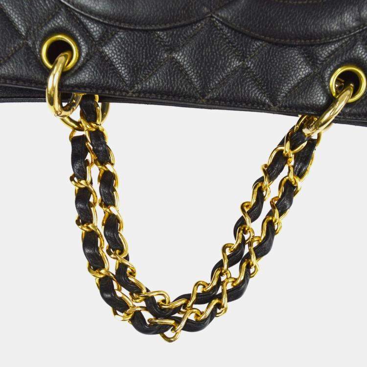 Pre Owned Chanel CC Timeless Black Calfskin Chain Tote Bag