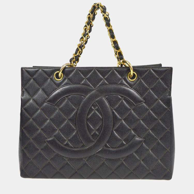 Pre Owned Chanel CC Timeless Black Calfskin Chain Tote Bag