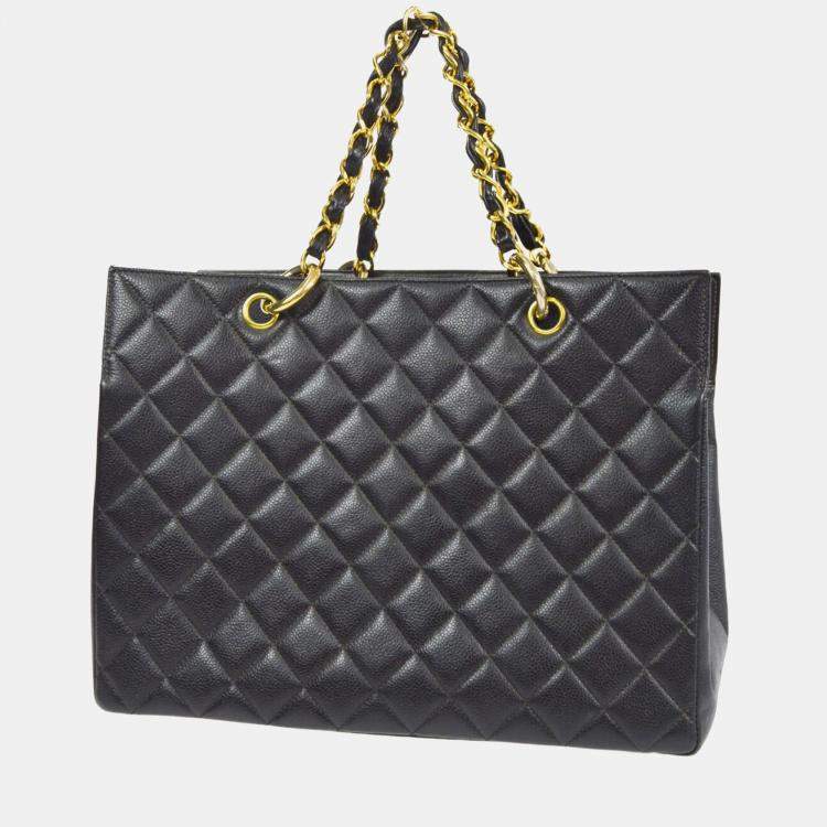 Pre Owned Chanel CC Timeless Black Calfskin Chain Tote Bag