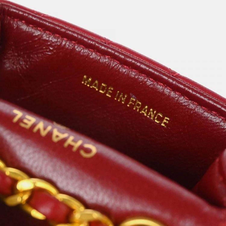 Pre Owned Chanel Vintage Red Lambskin Flap Belt Bag 