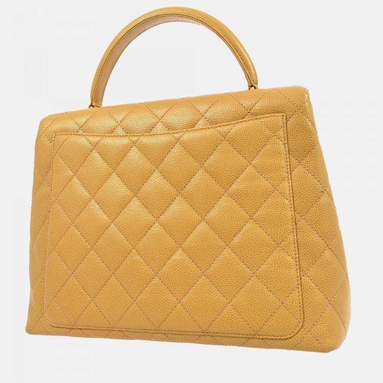 Pre Owned Chanel Kelly Beige Calfskin Leather Top Handle Bag