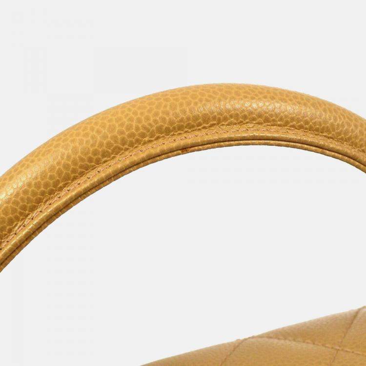Pre Owned Chanel Kelly Beige Calfskin Leather Top Handle Bag