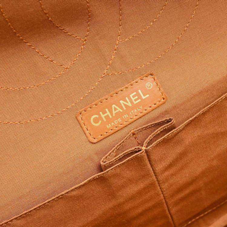 Pre Owned Chanel 2.55 Double Flap Beige Lambskin Shoulder Bag