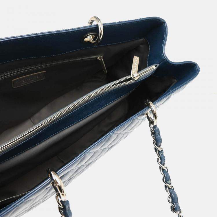 Pre Owned Chanel GST XL Blue Calfskin Grand Shopping Tote Bag