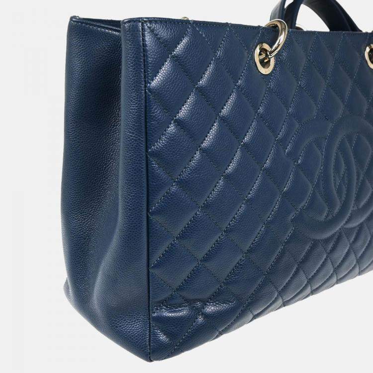 Pre Owned Chanel GST XL Blue Calfskin Grand Shopping Tote Bag