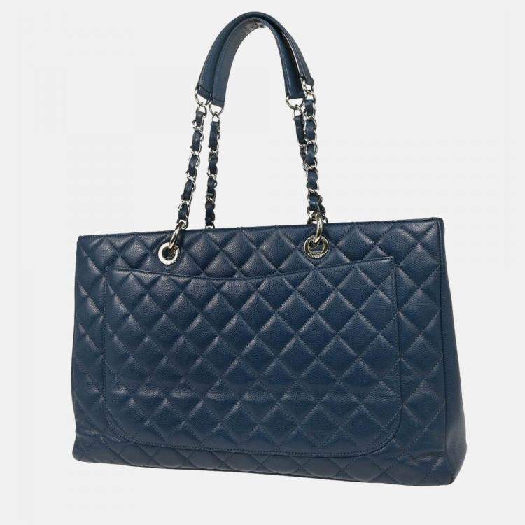 Pre Owned Chanel GST XL Blue Calfskin Grand Shopping Tote Bag