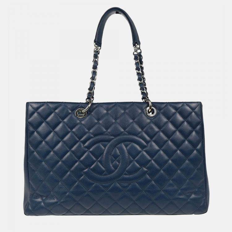 Pre Owned Chanel GST XL Blue Calfskin Grand Shopping Tote Bag