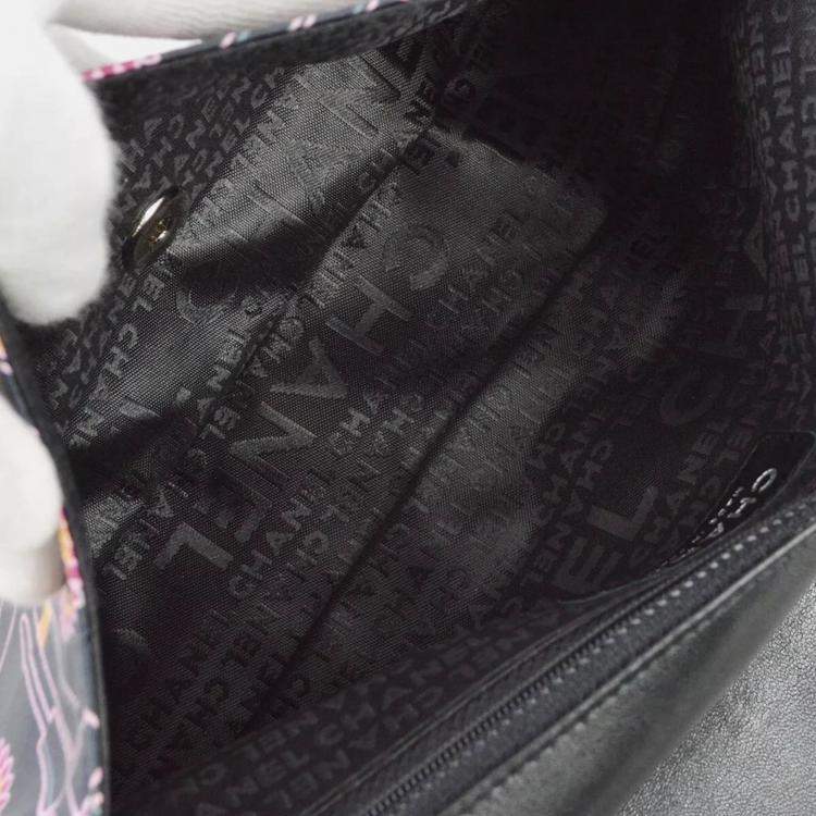 Pre Owned Chanel Classic Single Flap Black Satin Lipstick Shoulder Bag
