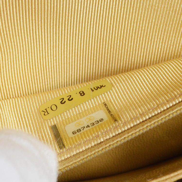 Pre Owned Chanel Medium Straight Flap Beige Calfskin Bag