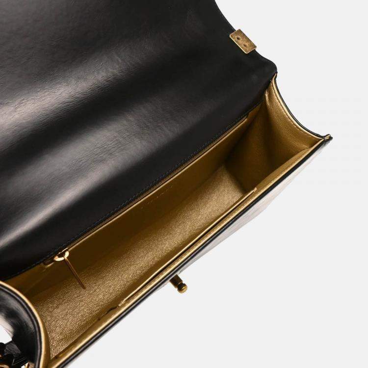 Pre Owned Chanel Boy Medium Black Calfskin Shoulder Bag