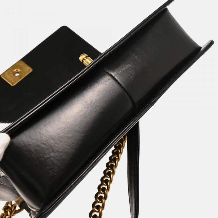 Pre Owned Chanel Boy Medium Black Calfskin Shoulder Bag
