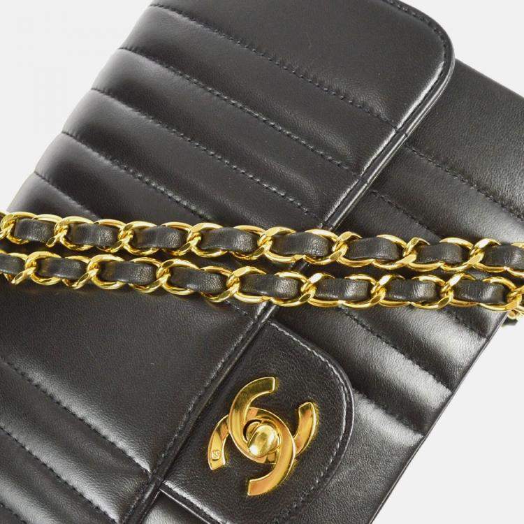 Pre Owned Chanel Mademoiselle Black Lambskin Shoulder Bag