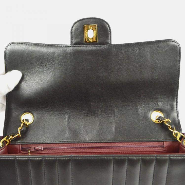 Pre Owned Chanel Mademoiselle Black Lambskin Shoulder Bag