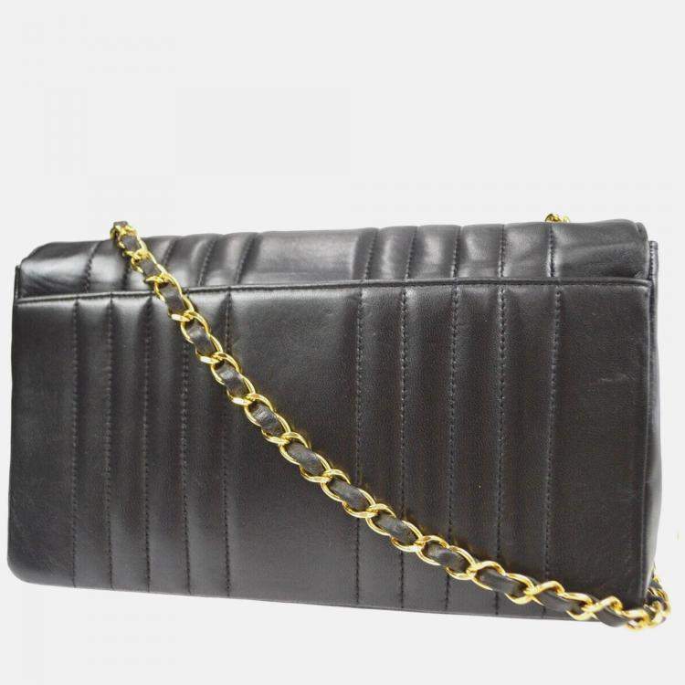Pre Owned Chanel Mademoiselle Black Lambskin Shoulder Bag