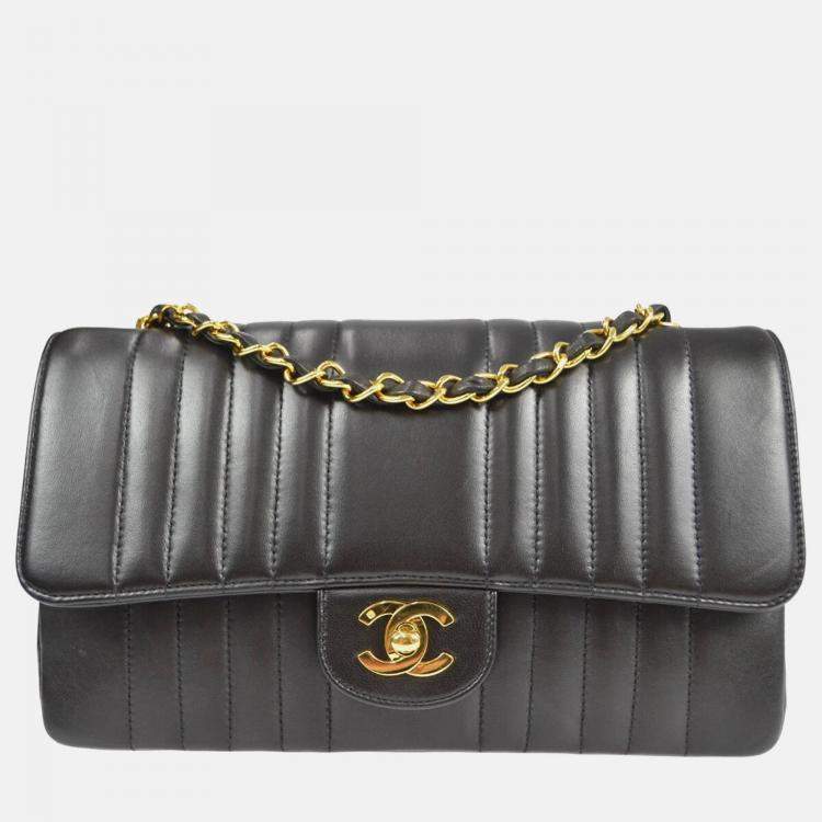 Pre Owned Chanel Mademoiselle Black Lambskin Shoulder Bag