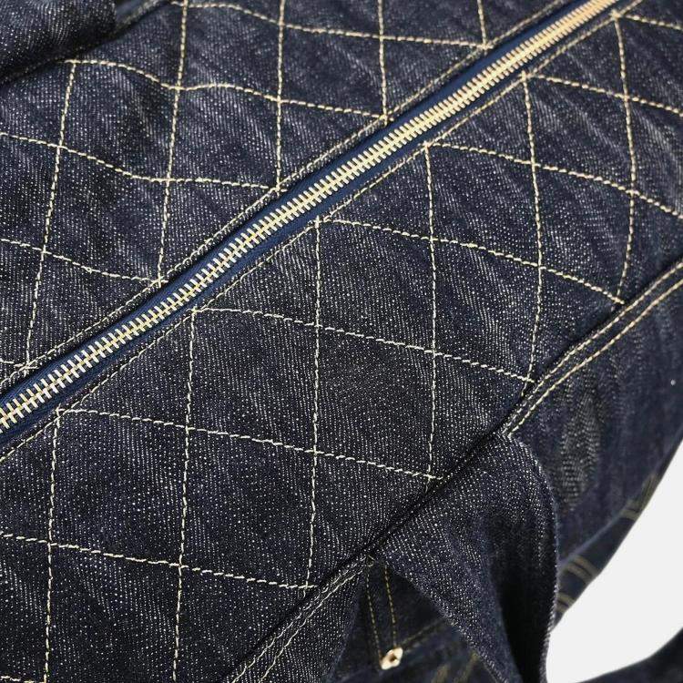 Pre Owned Chanel Navy Sparkling Denim Shoulder Bag