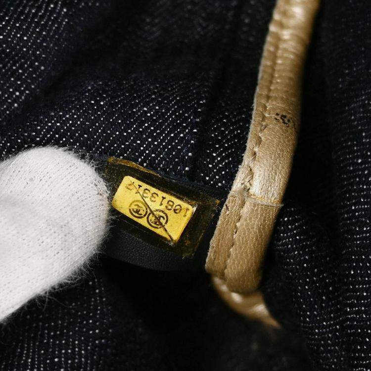 Pre Owned Chanel Navy Sparkling Denim Shoulder Bag