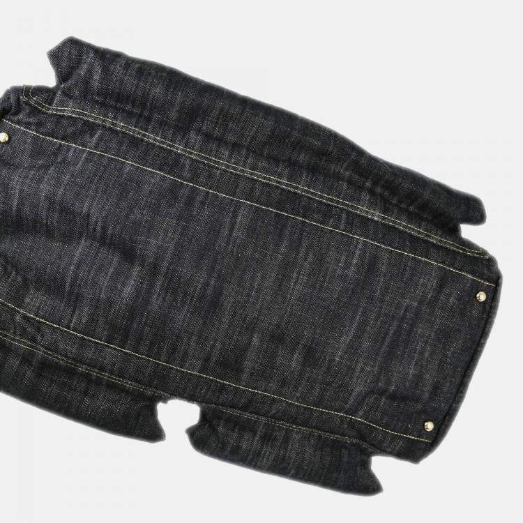 Pre Owned Chanel Navy Sparkling Denim Shoulder Bag