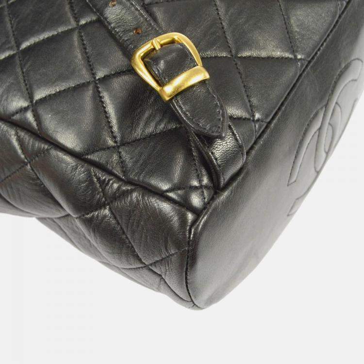 Pre Owned Chanel Duma Black Lambskin Leather Backpack