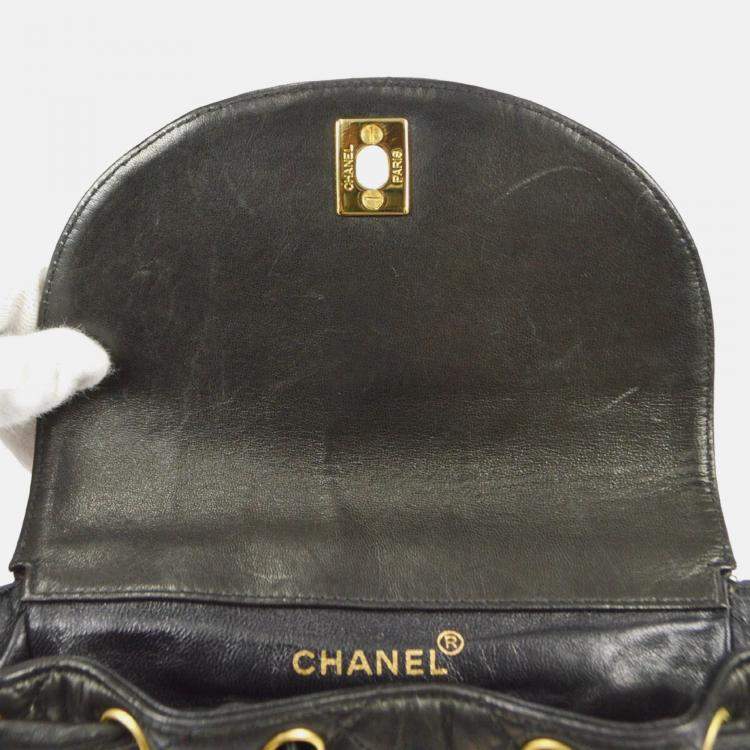 Pre Owned Chanel Duma Black Lambskin Leather Backpack