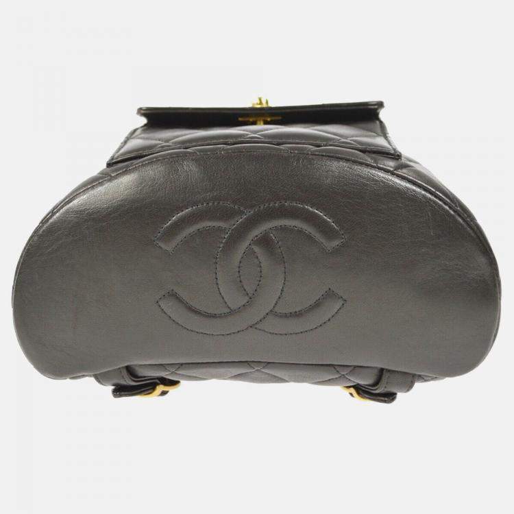 Pre Owned Chanel Duma Black Lambskin Leather Backpack