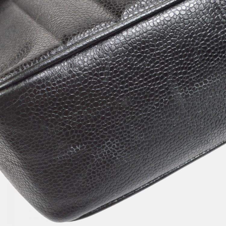 Pre Owned Chanel Black Calfskin Jumbo Mademoiselle Classic Flap Bag