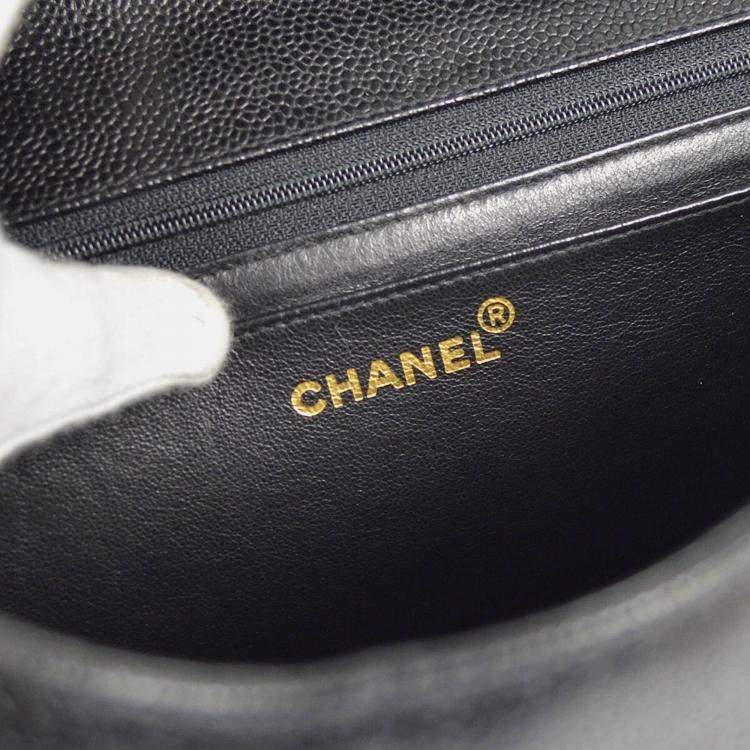 Pre Owned Chanel Mademoiselle Classic Flap Black Leather Double Chain Shoulder Bag