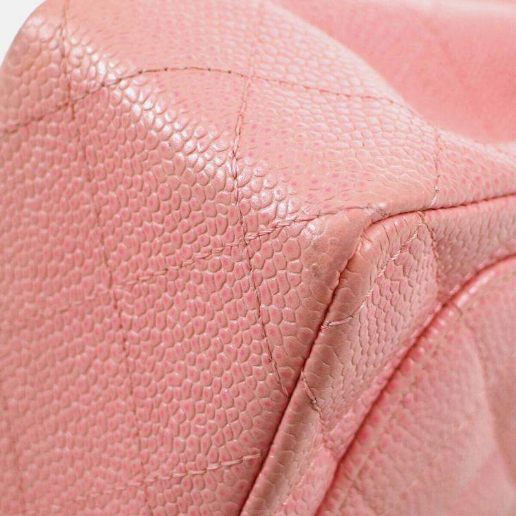Pre Owned Chanel Pink Calfskin Mini Classic Square Flap Bag