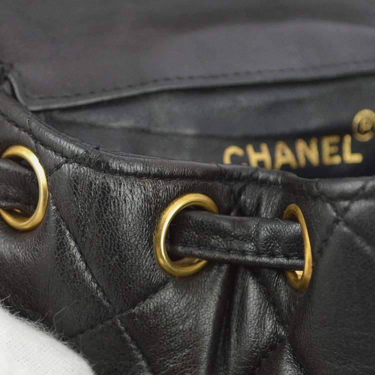 Pre Owned Chanel Duma Small Black Lambskin Backpack