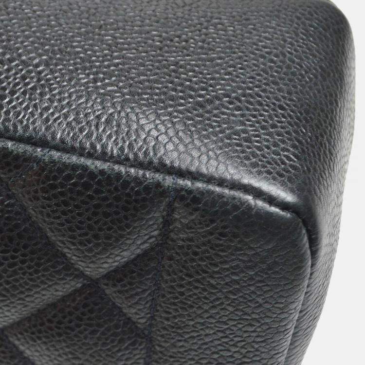 Pre Owned Chanel Diana Medium Black Caviar Leather Chain Shoulder Bag