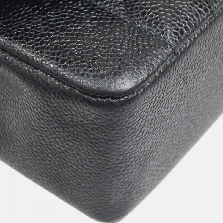 Pre Owned Chanel Diana Medium Black Caviar Leather Chain Shoulder Bag