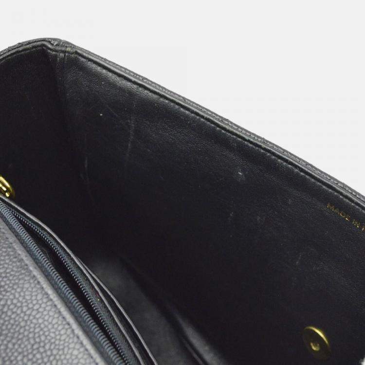 Pre Owned Chanel Classic Flap Jumbo Black Caviar Leather Shoulder Bag