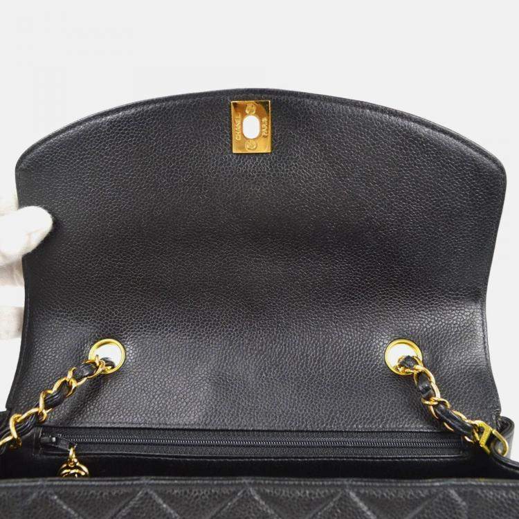 Pre Owned Chanel Diana Medium Black Calfskin Chain Shoulder Bag