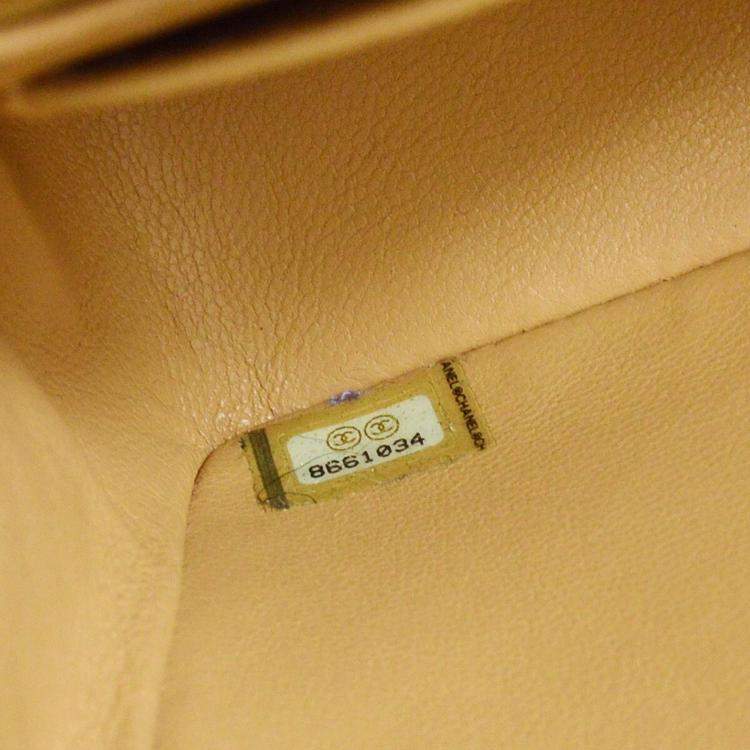 Pre Owned Chanel Classic Square Flap Mini Beige Calfskin Shoulder Bag