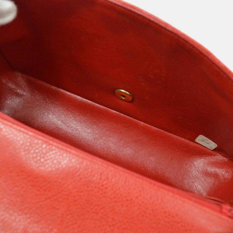 Pre Owned Chanel Diana Medium Red Calfskin Chain Shoulder Bag