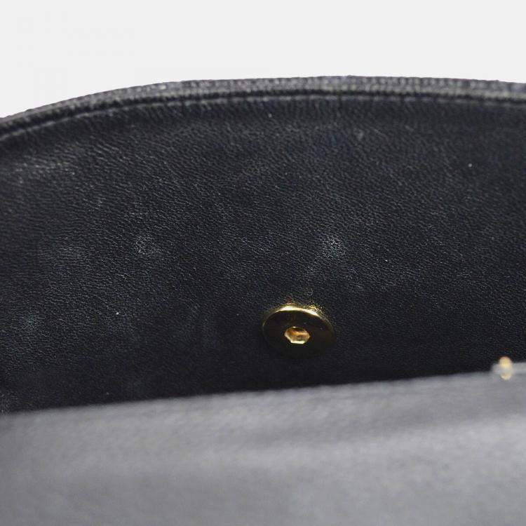 Pre Owned Chanel Classic Square Flap Mini Black Calfskin Bag