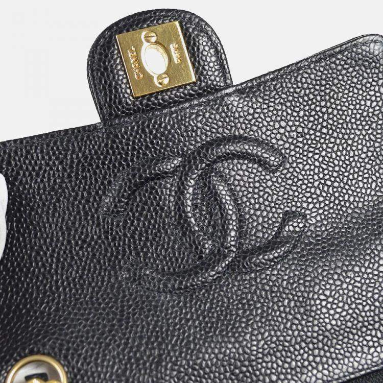 Pre Owned Chanel Classic Square Flap Mini Black Calfskin Bag